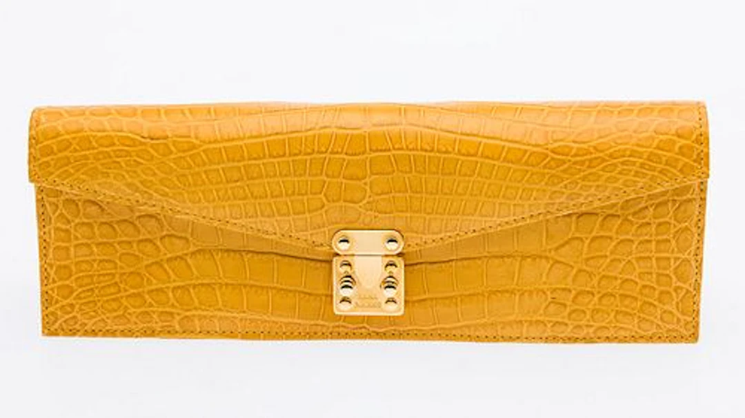 Lana Marks Yellow Alligator Clutch with Two Straps