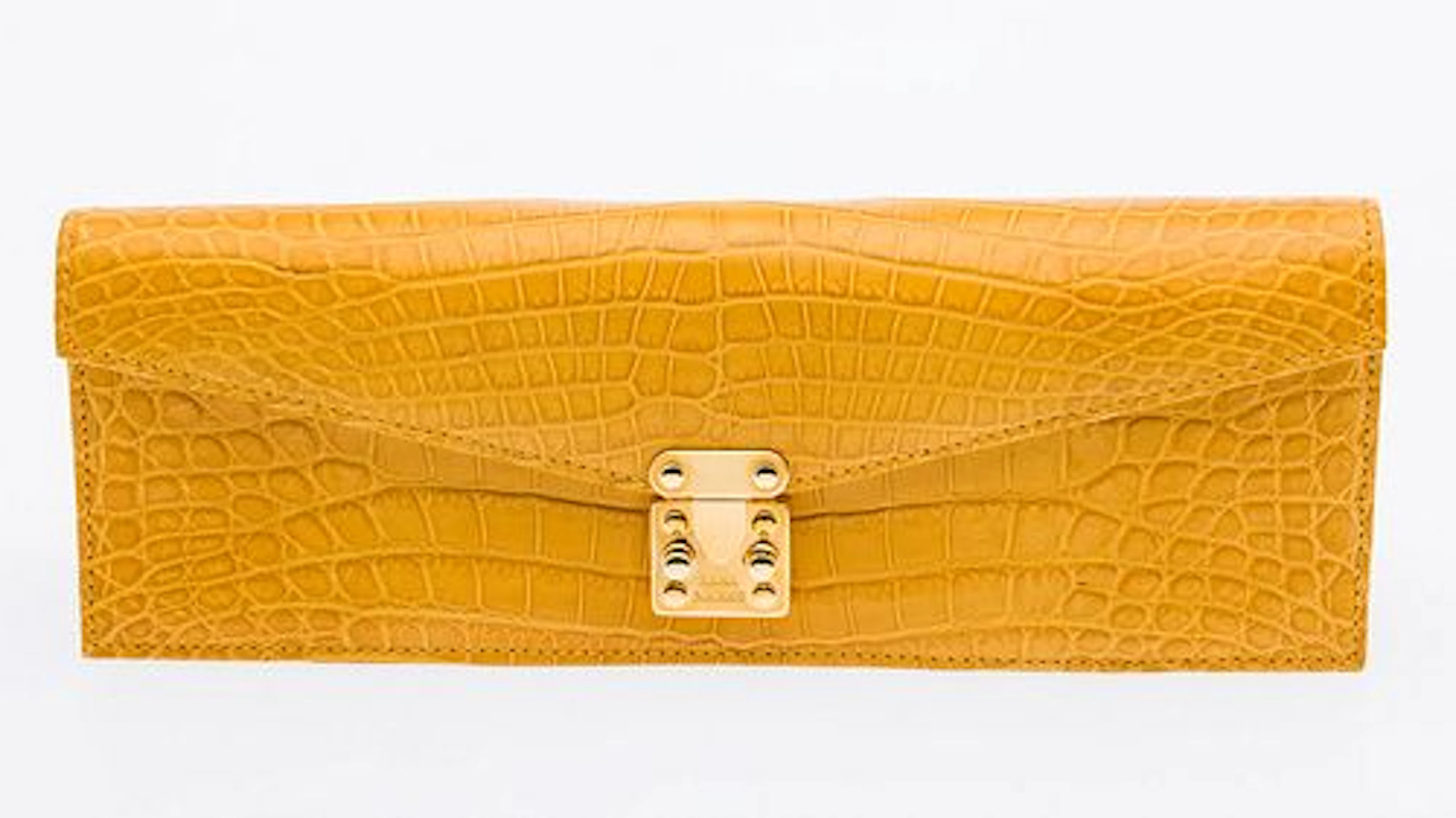 Lana Marks Yellow Alligator Clutch with Two Straps