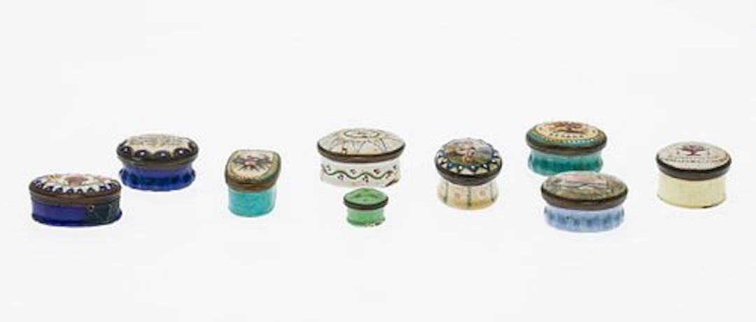 9 Battersea Enamel Boxes, 18th Century