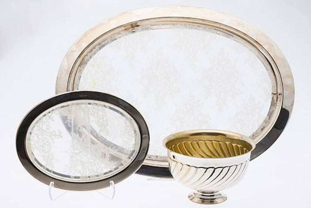 2 Christian Dior Oval Trays & Silverplate Dior Bowl
