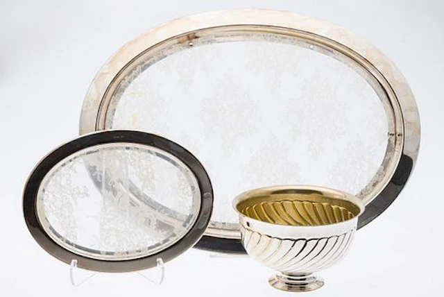 2 Christian Dior Oval Trays & Silverplate Dior Bowl
