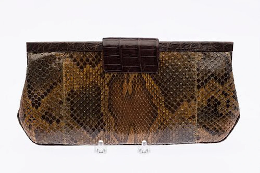 Nancy Gonzalez Python Brown Clutch