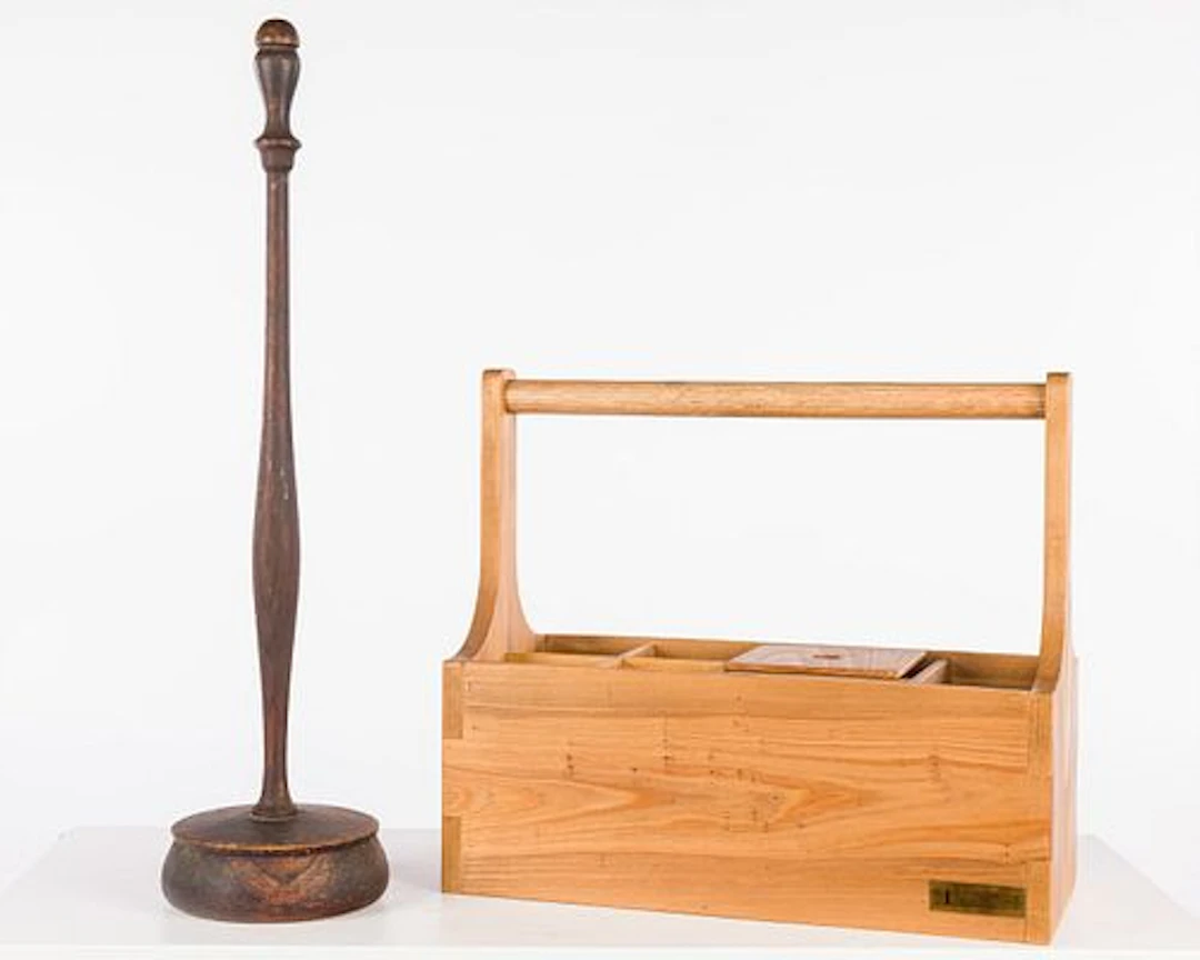 Hinson Storage Caddy and Turned Wood Laundry Dolly