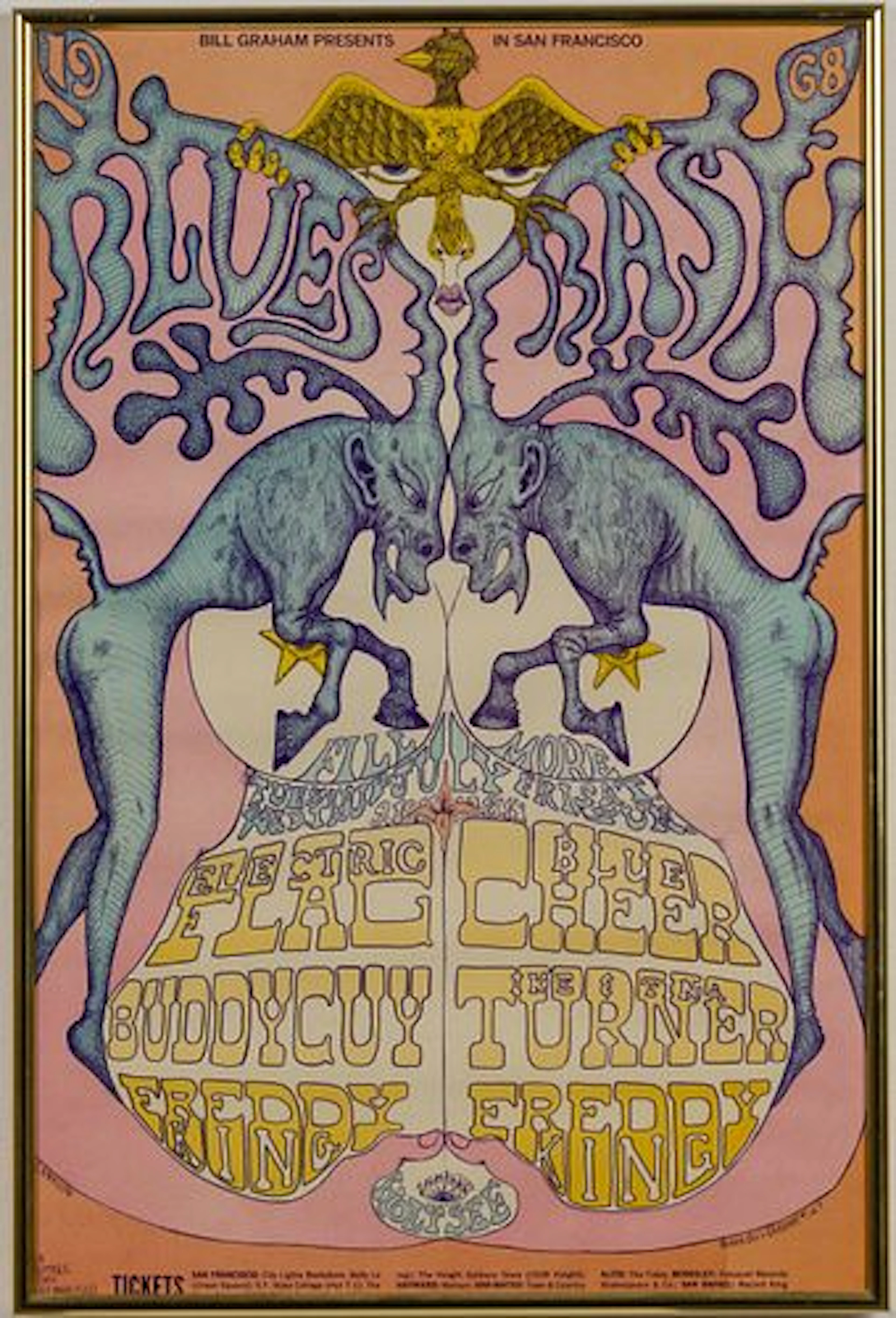 Blues Bash 1968 Fillmore Poster w Ike & Tina Turner