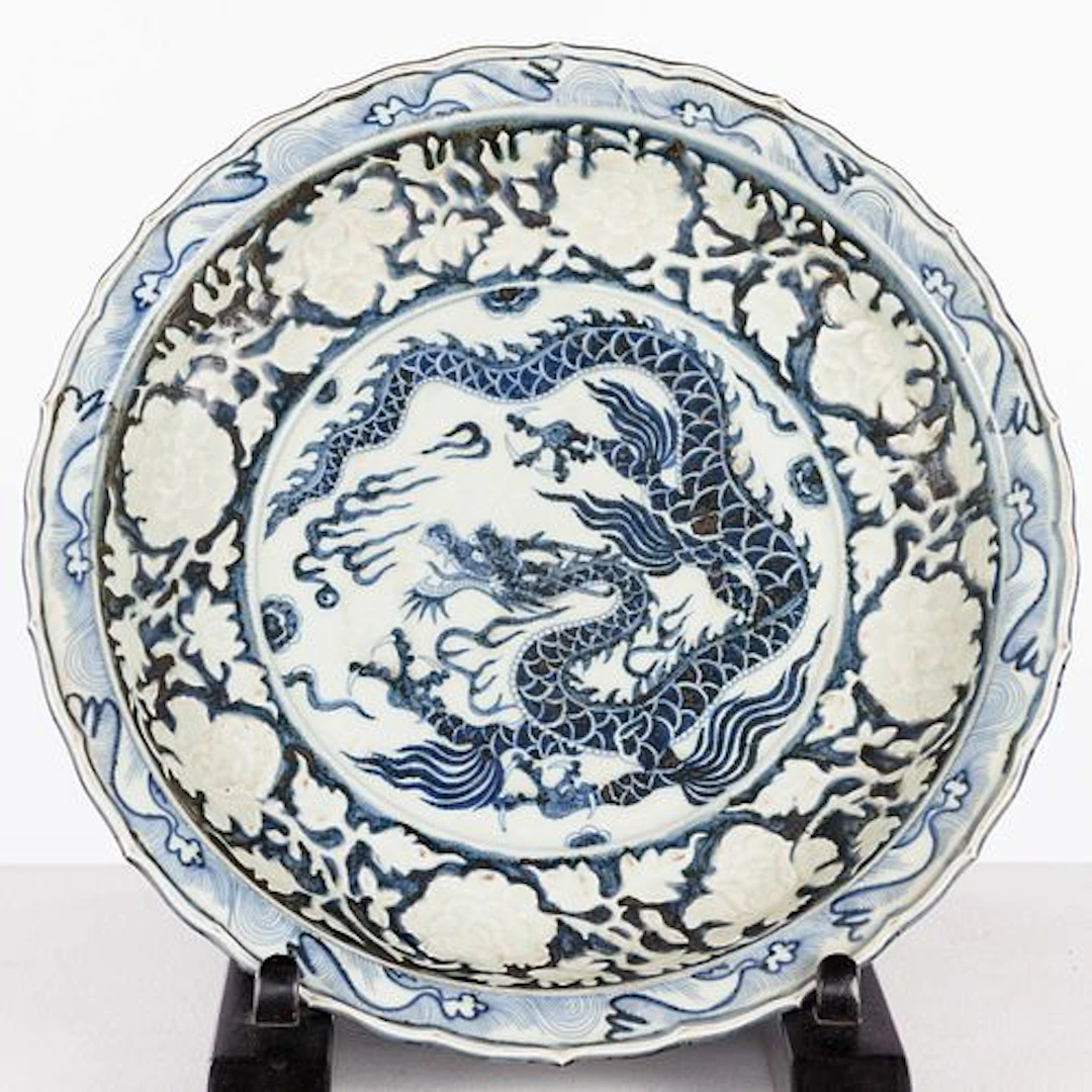 Chinese Blue and White Dragon Charger