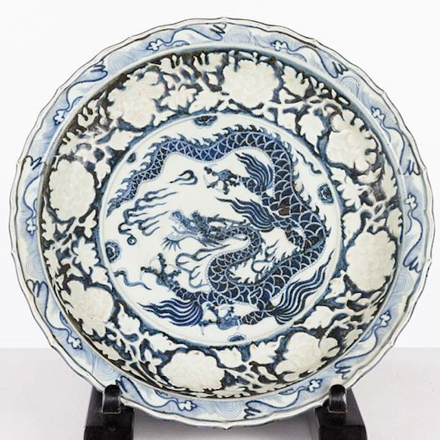 Chinese Blue and White Dragon Charger