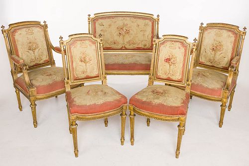 Louis XVI-Style Aubusson Seating Furniture, 19th C