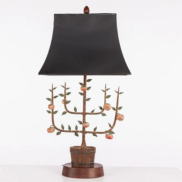 Vintage Tole and Metal Tree-Form Lamp