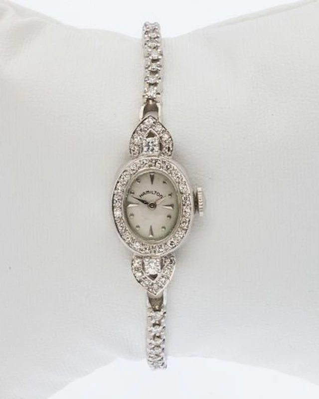 Hamilton 14K White Gold and Diamond Ladies Watch