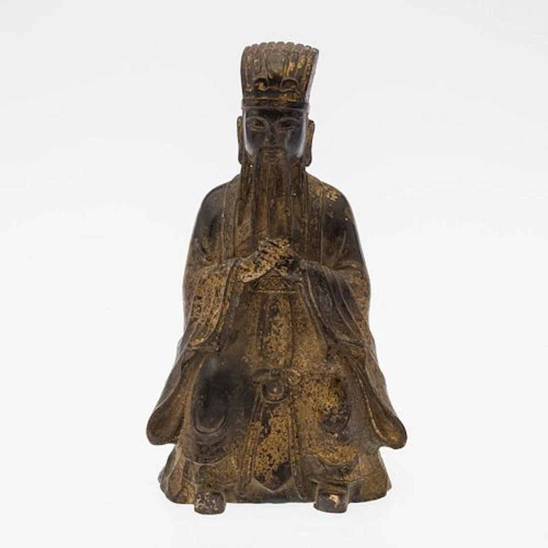 Chinese Gilt Bronze Seated Figure of Civil Official