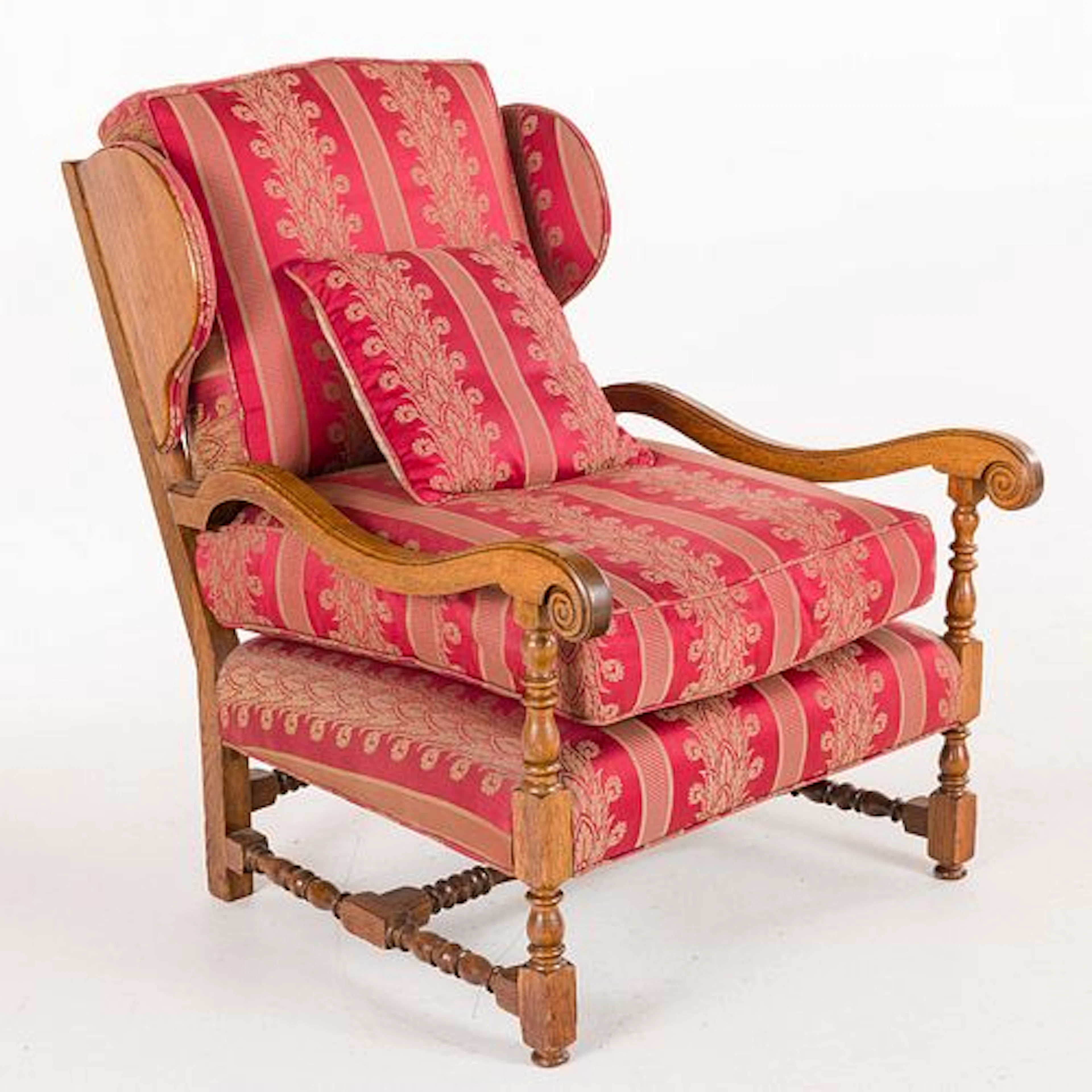 German Oak Wingchair w Watts Upholstery, c. 1920's