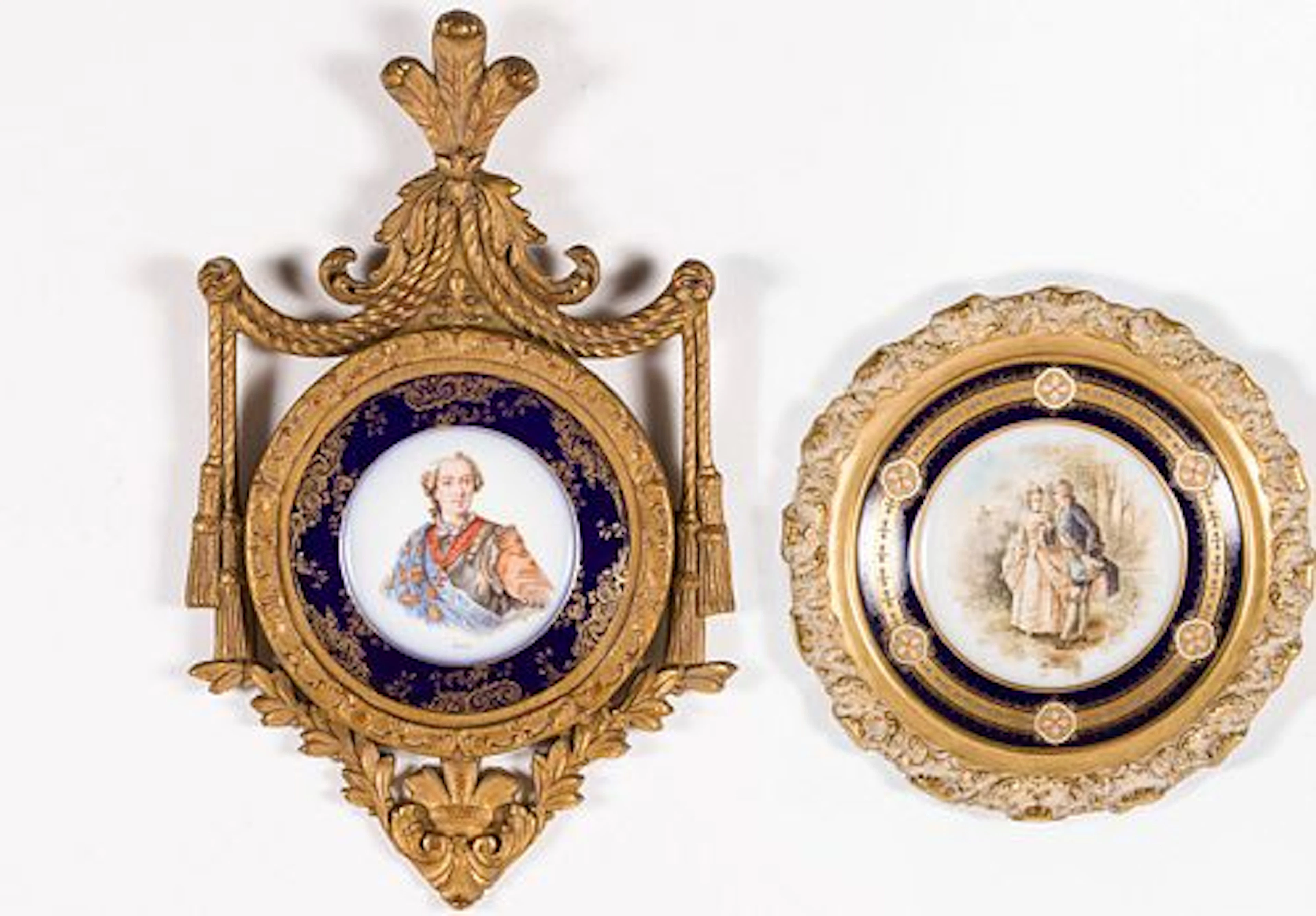 Two Sevres Style Framed Porcelain Plates