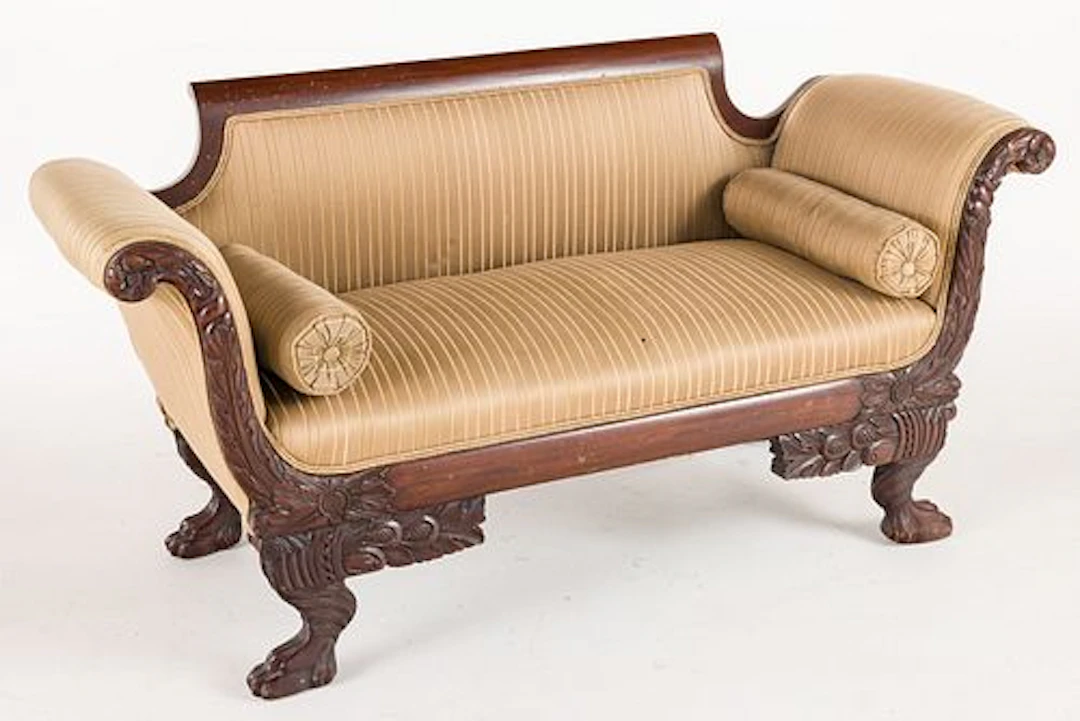 American Empire Style Diminutive Settee, Late 19th C