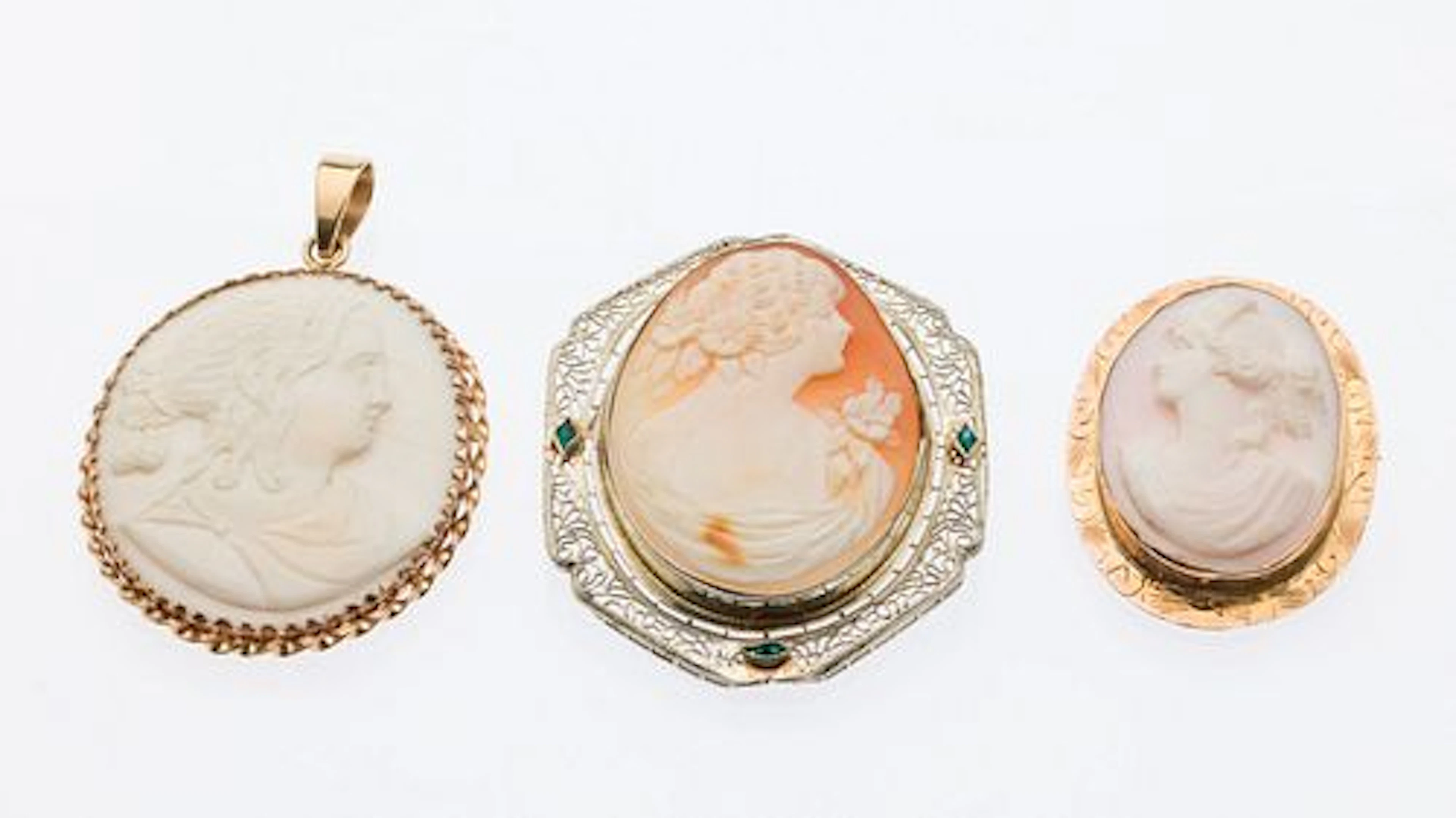 Group of Three Gold Cameos