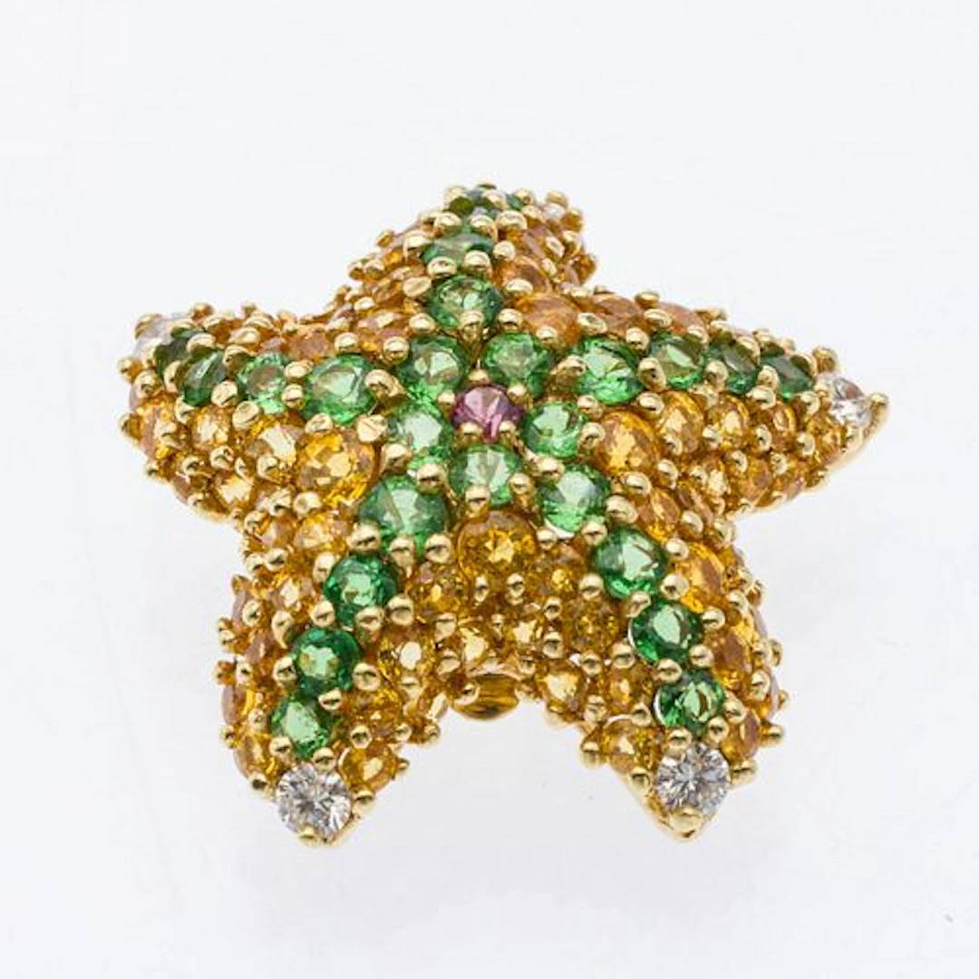 Jean Vitau Multi-Gem, Diamond, and Gold Pendant