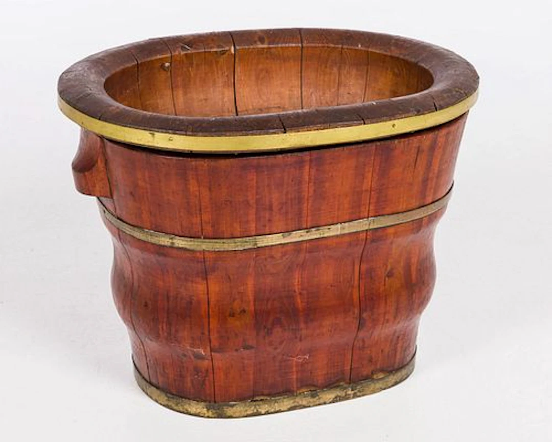 Chinese Softwood Brass Mounted Baby Bath, 19th C