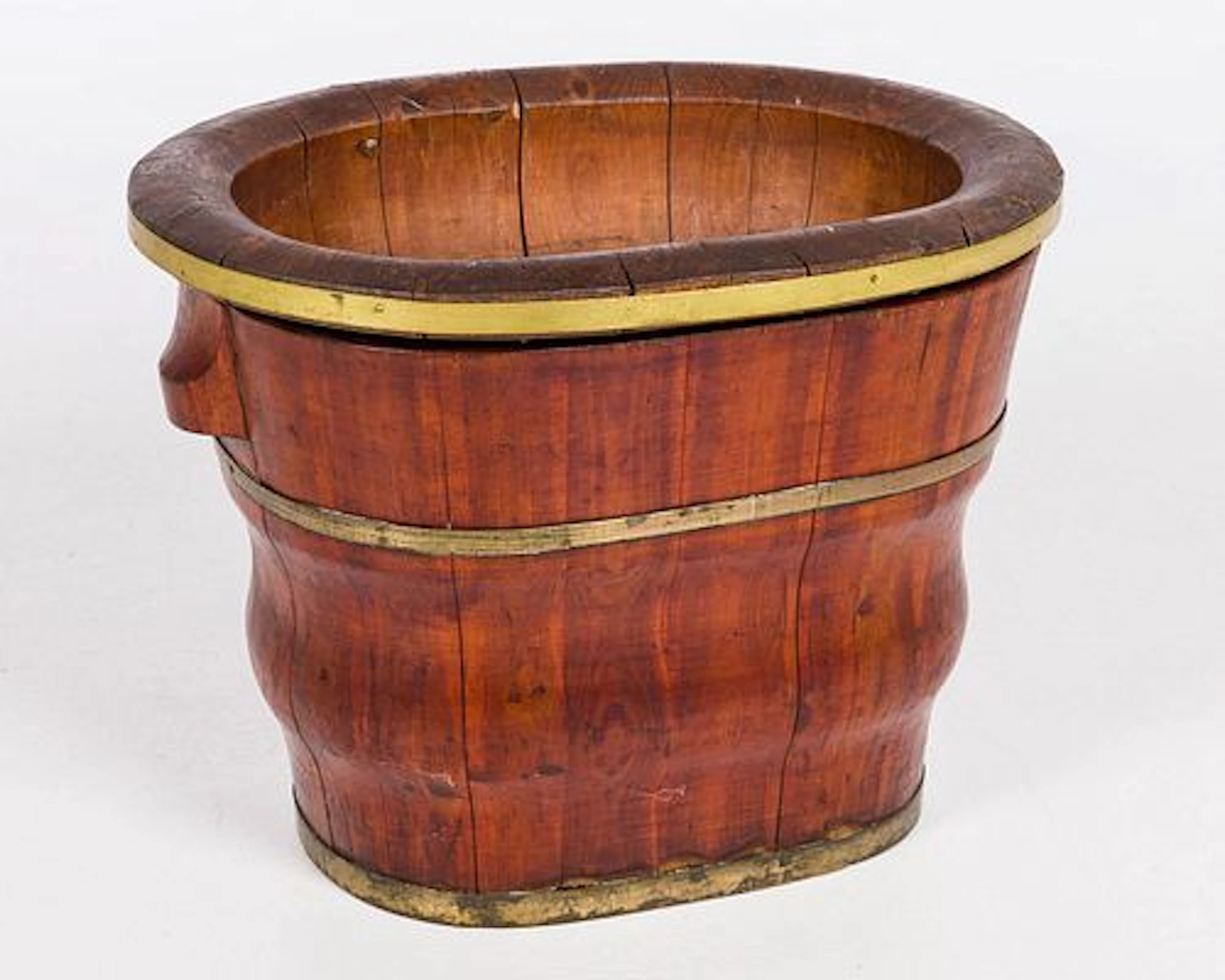Chinese Softwood Brass Mounted Baby Bath, 19th C