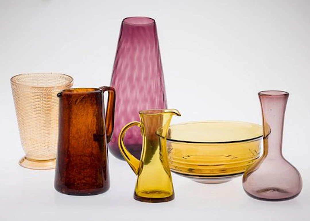 Group of Colored Glass Including Blenko, 6 pcs