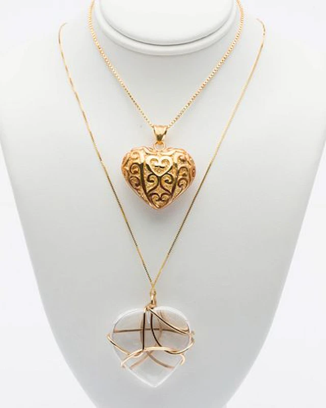 Two Gold Heart Necklaces