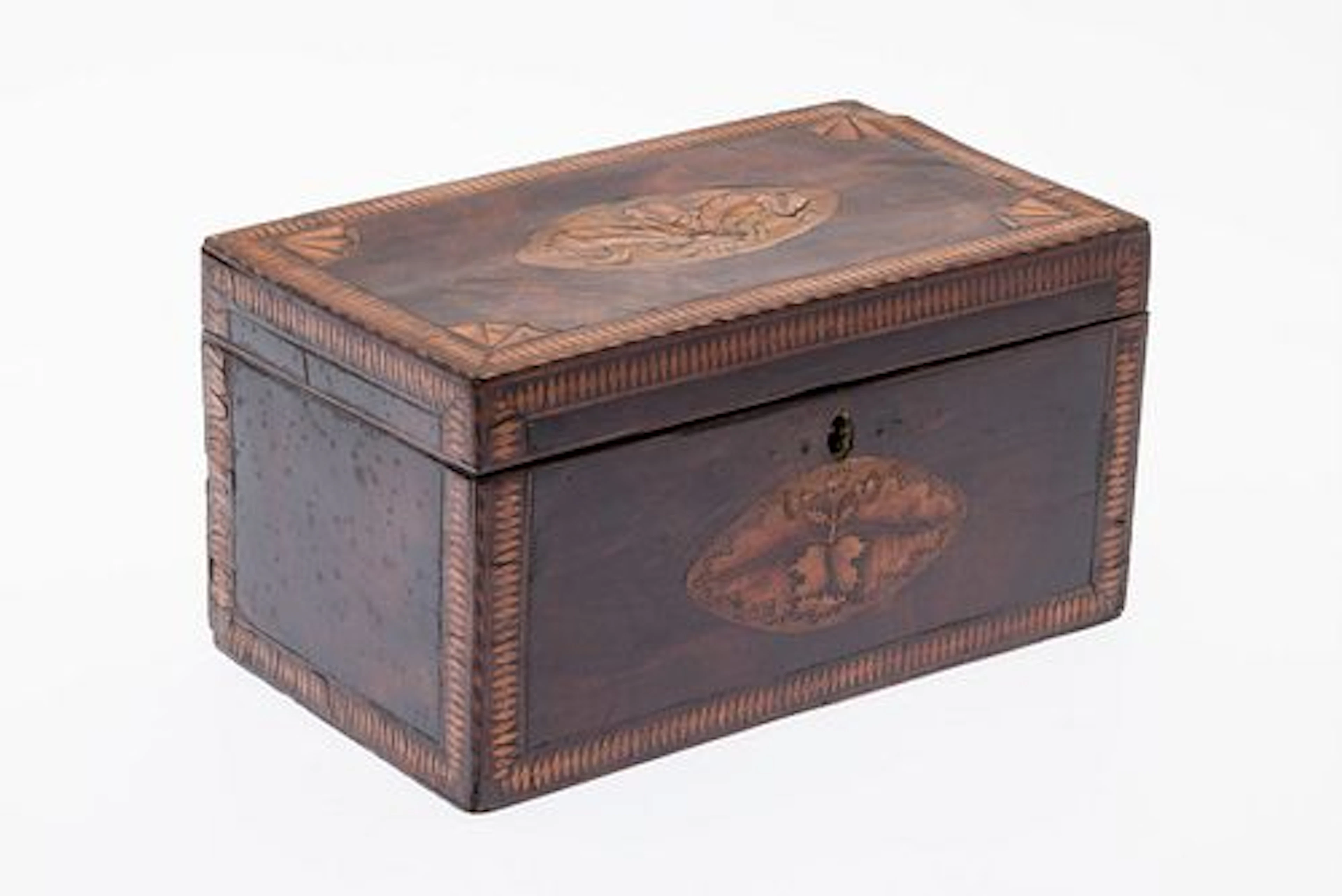 George III Inlaid Mahogany Tea Caddy, 18th Century