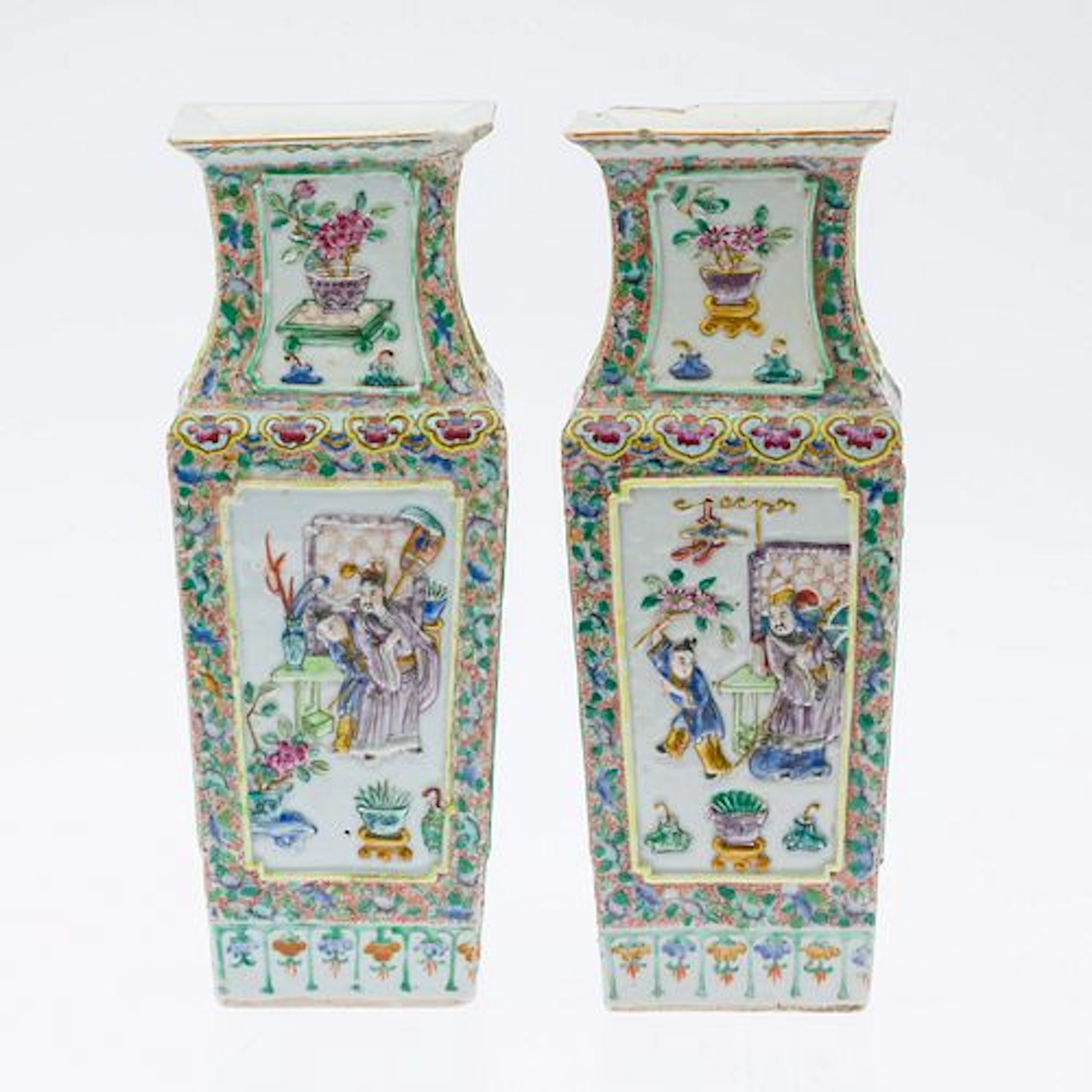 Pair of Chinese Famille Rose Vases