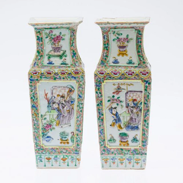 Pair of Chinese Famille Rose Vases