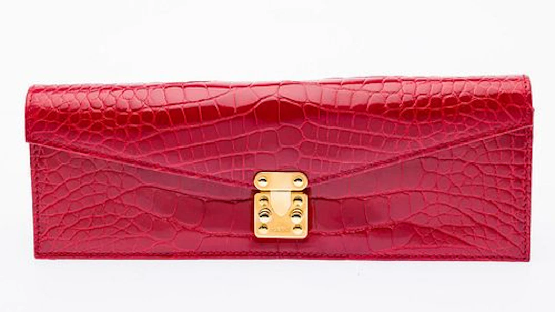 Lana Marks Red Alligator Clutch with Strap