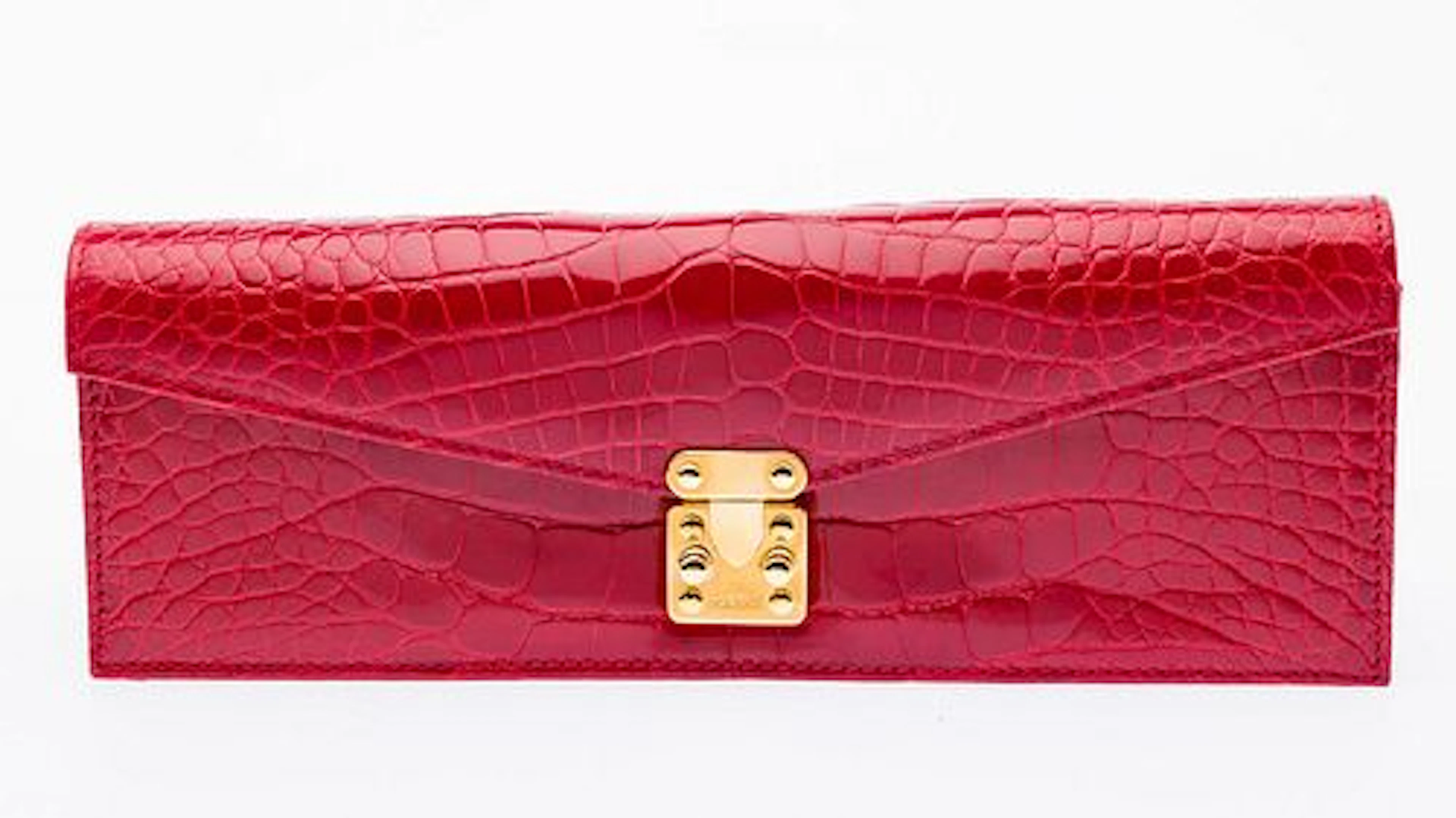 Lana Marks Red Alligator Clutch with Strap