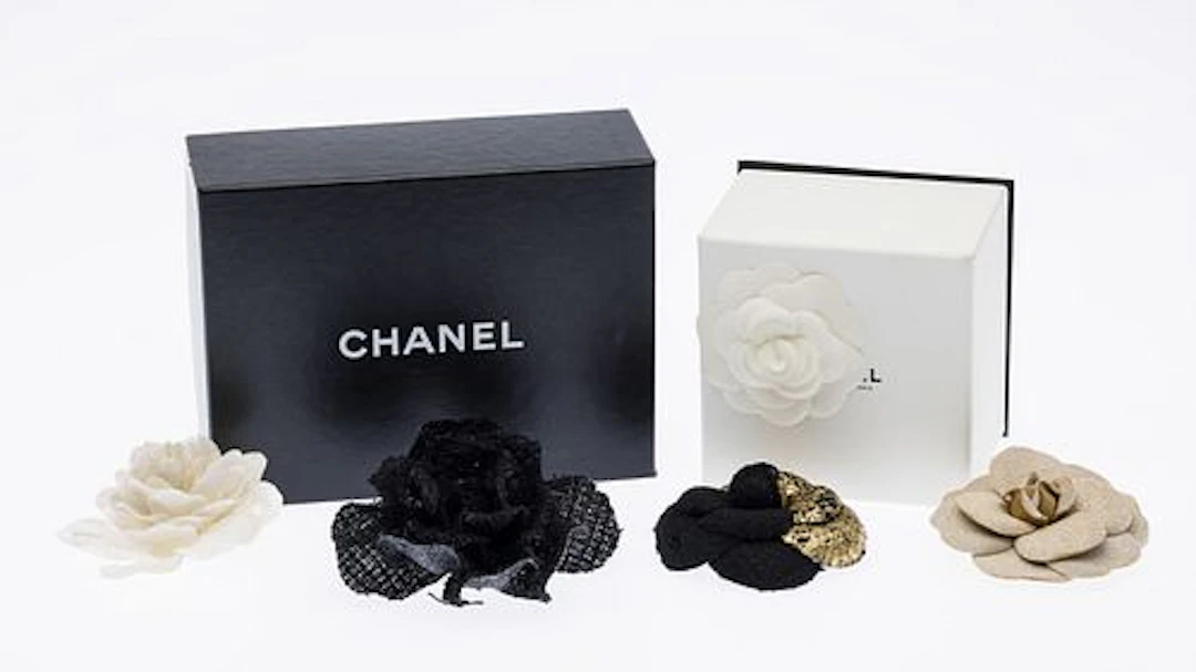 3 Chanel & Louis Vuitton Flower Pins