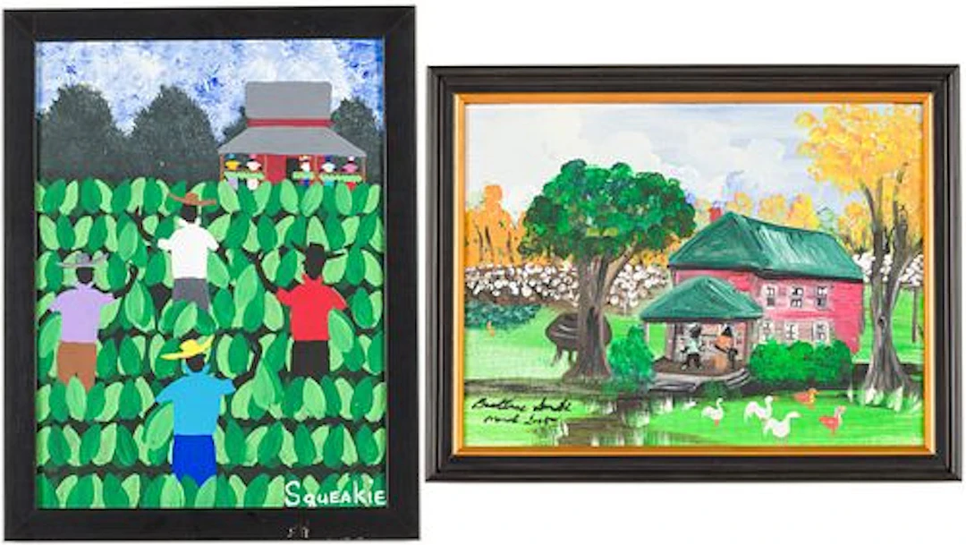 2 Folk Art Paintings, One Signed Squeakie