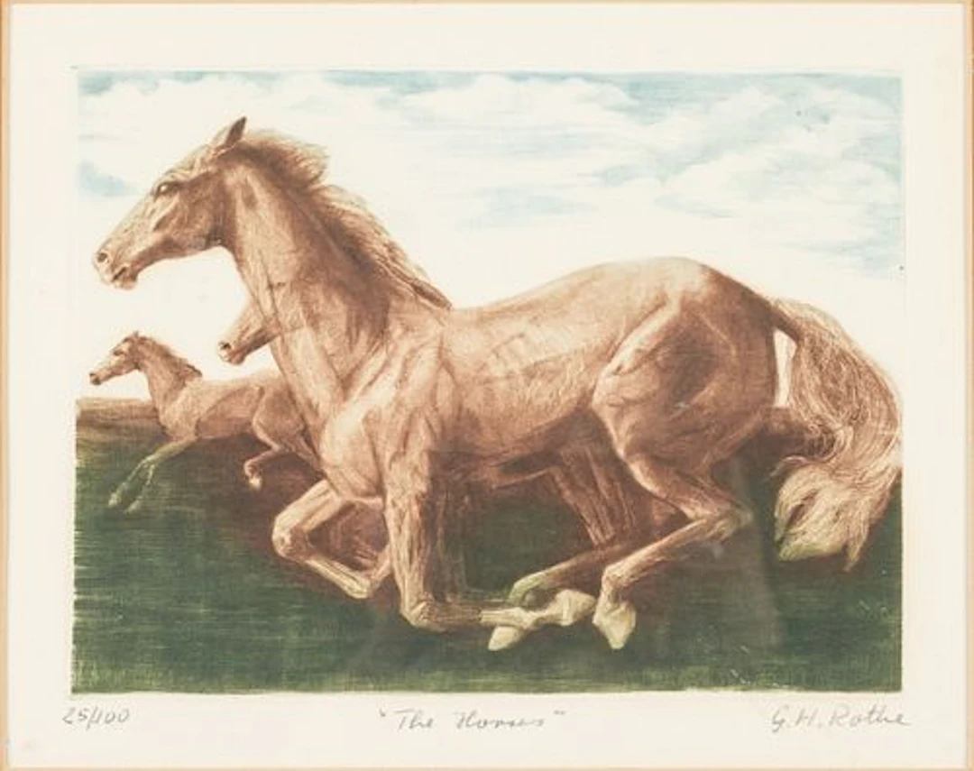 Gatja Helgart Rothe (1935-2007), The Horses, Litho
