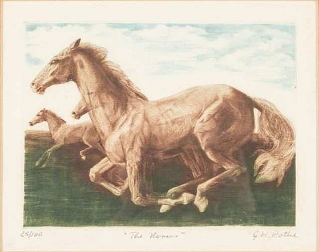 Gatja Helgart Rothe (1935-2007), The Horses, Litho