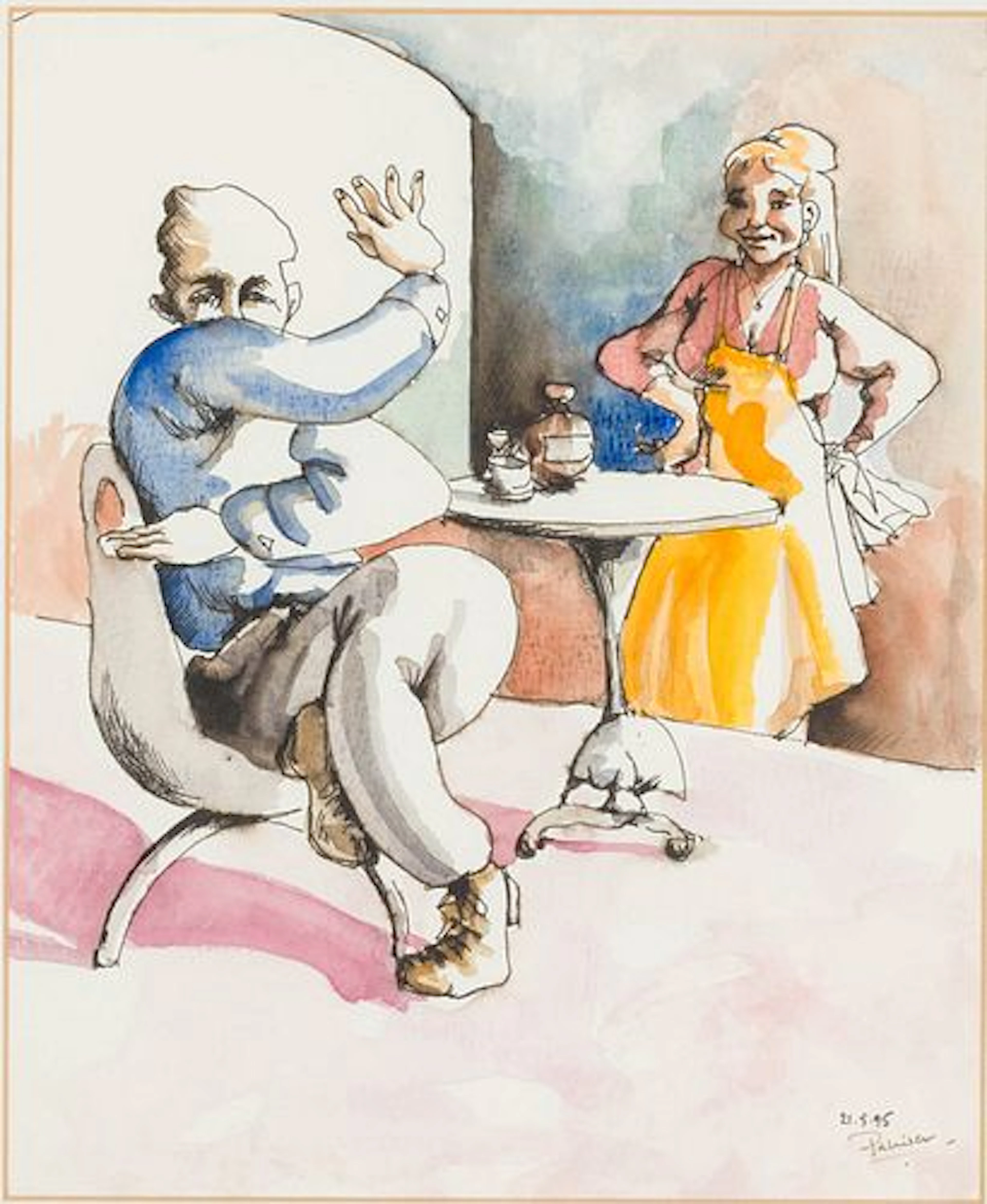 Anthony Palliser (British, b. 1949), Café Scene, W/C