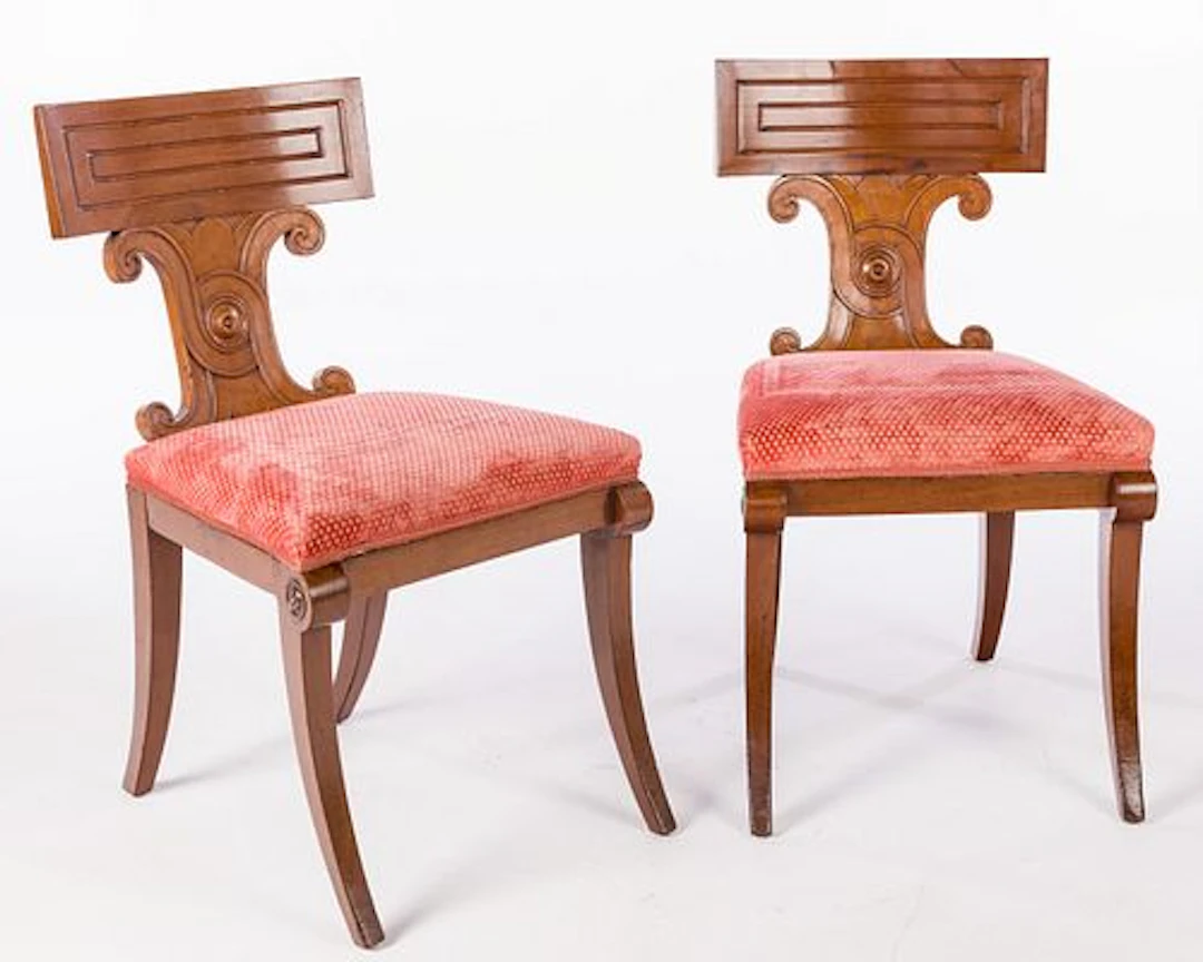 Pr Regency Mahogany Hall Chairs, 1st Quarter 19th C