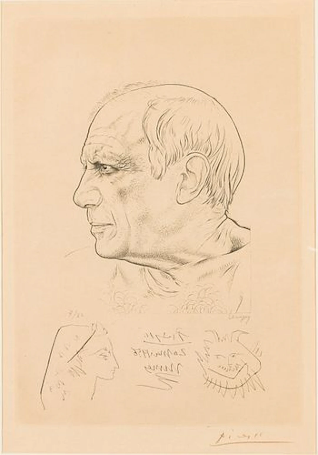 Picasso &Lemagny, Portrait de Picasso, Etching