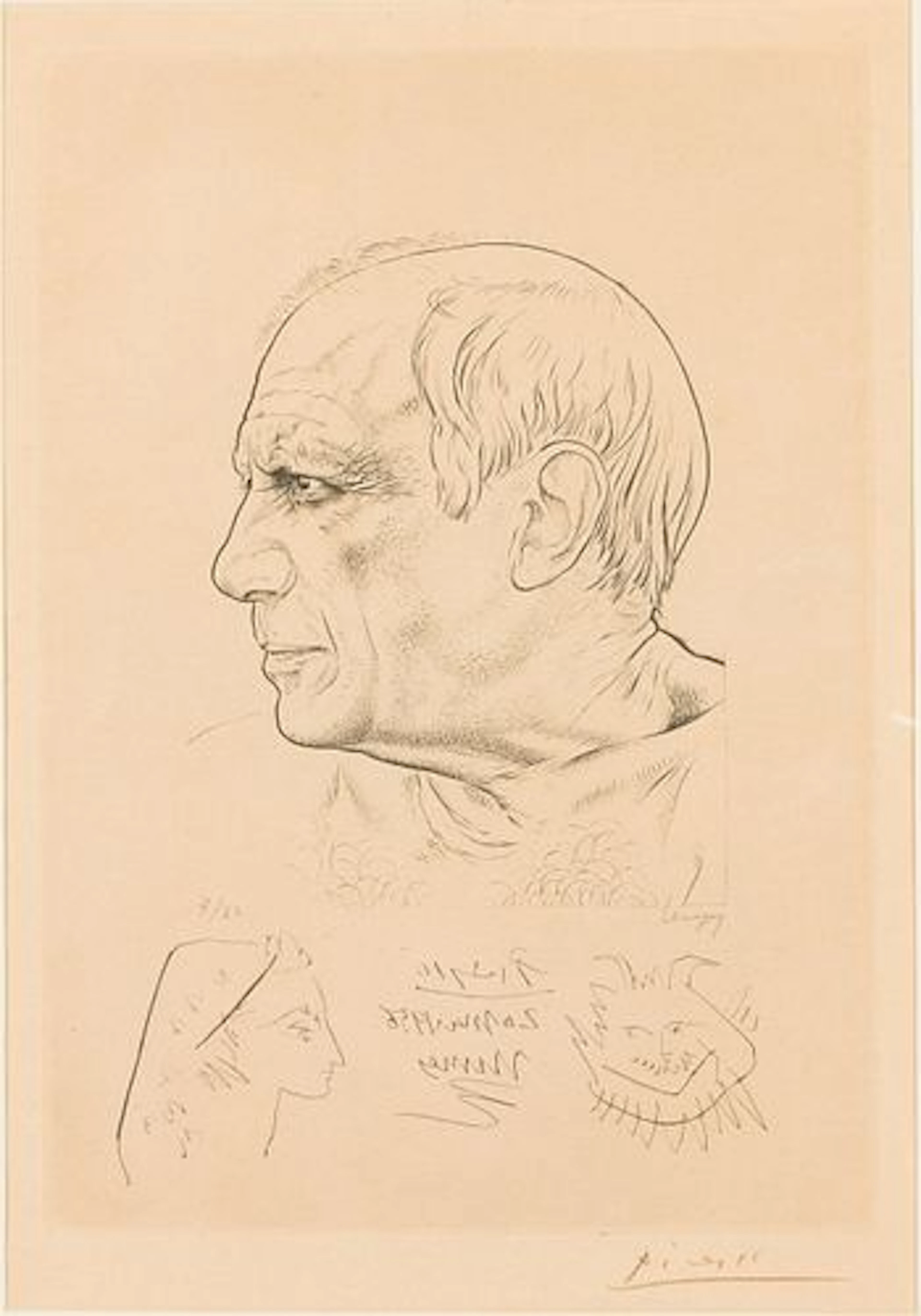 Picasso &Lemagny, Portrait de Picasso, Etching