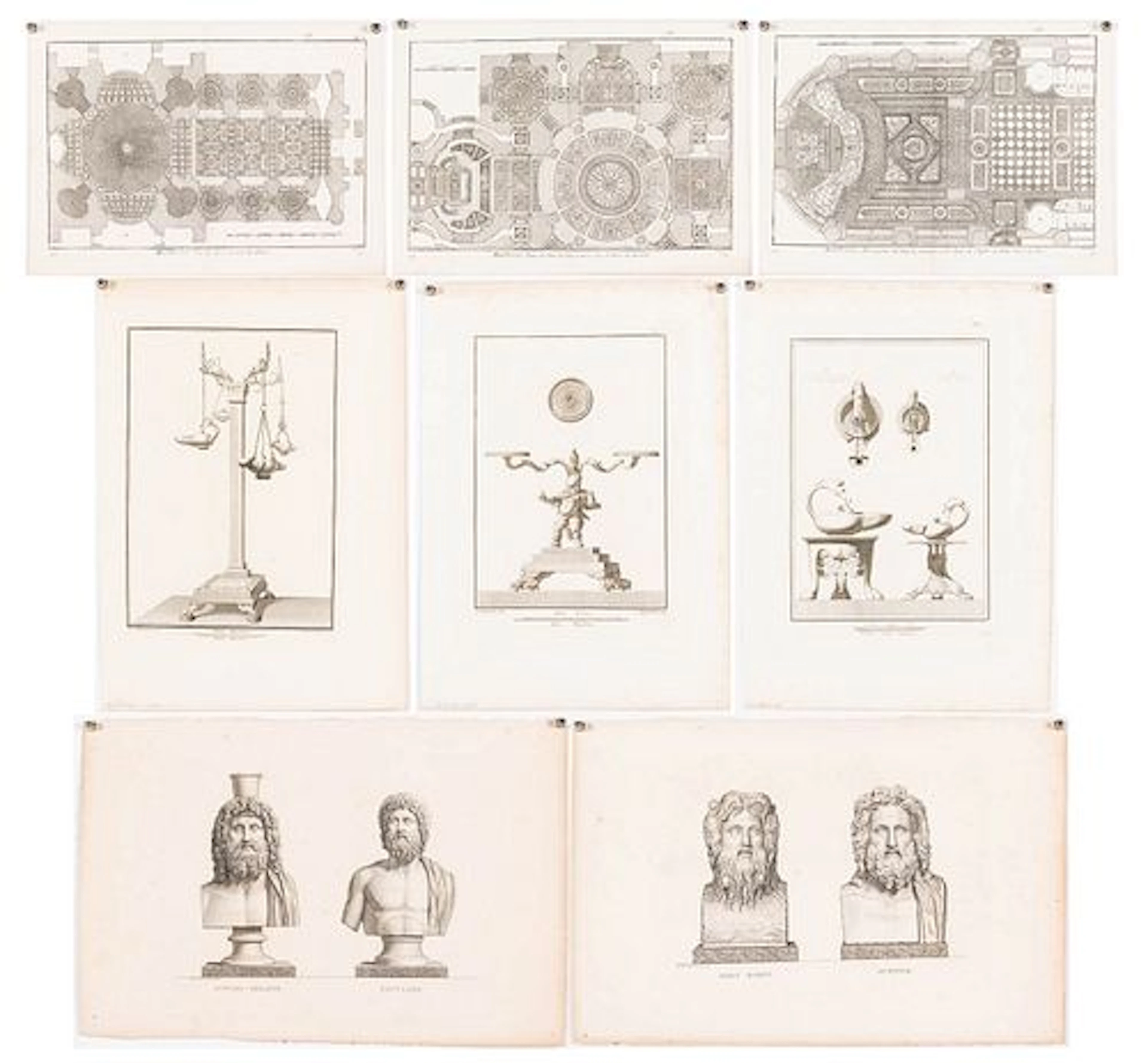 8 Unframed Engravings