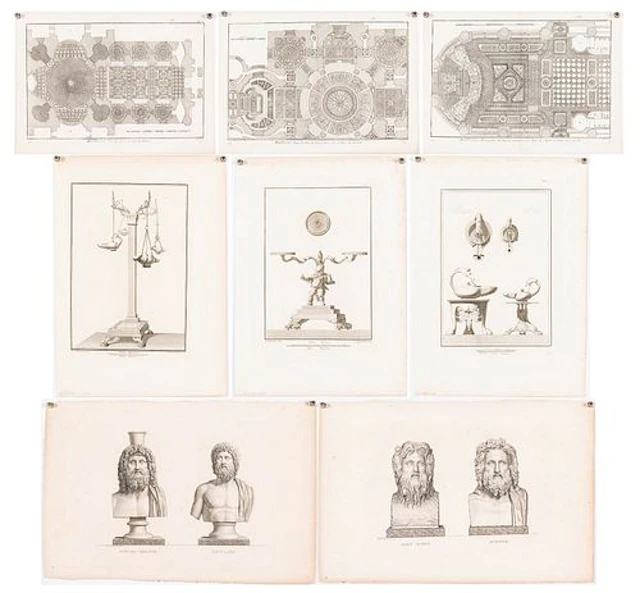 8 Unframed Engravings