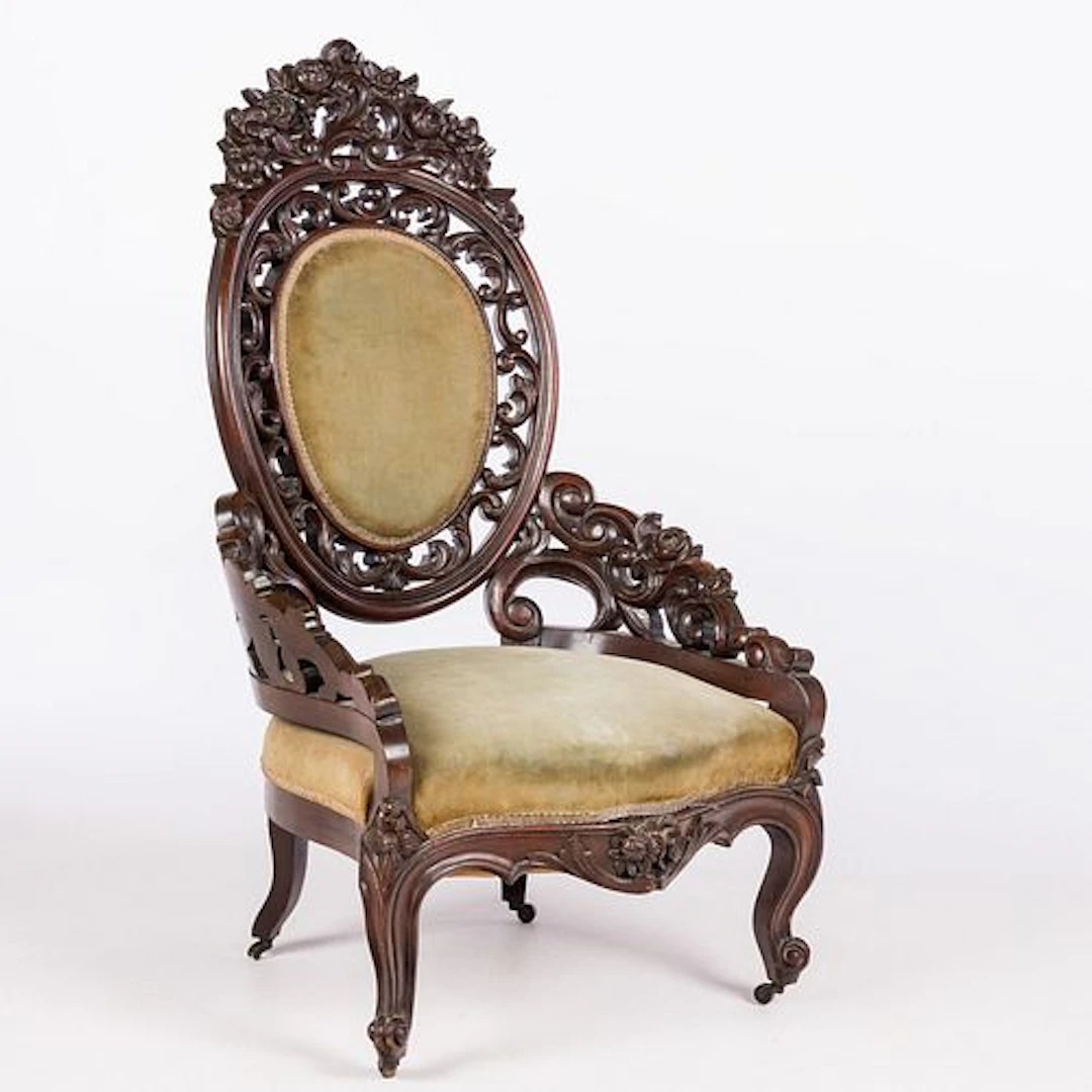 Rococo Revival Parlor Chair, attrib to George Henkel