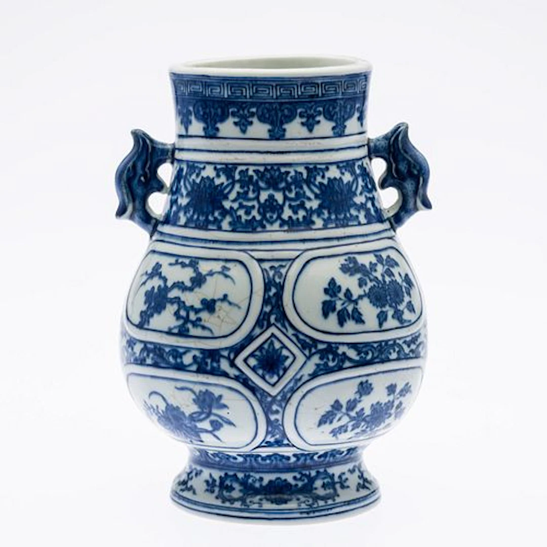 Chinese Blue and White Handled Vase