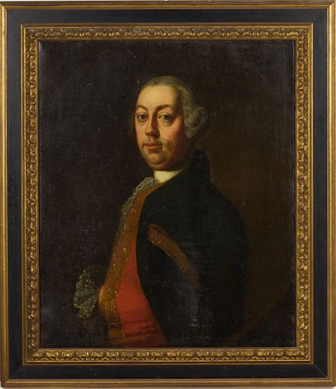 British School, Gentleman with Red Vest, O/C, 18th C