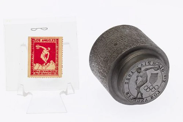 Xth 1932 Olympic Commemorative Stamp and Coining Die