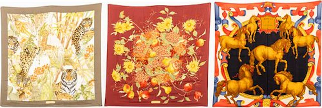 Trussardi Silk Scarf & 2 Ferragamo Silk Scarves