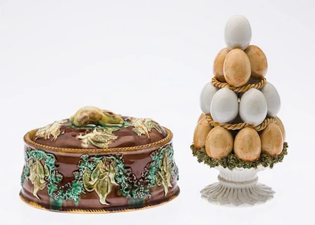 Wedgwood Majolica Pie Tureen & Modern Egg Cnterpiece