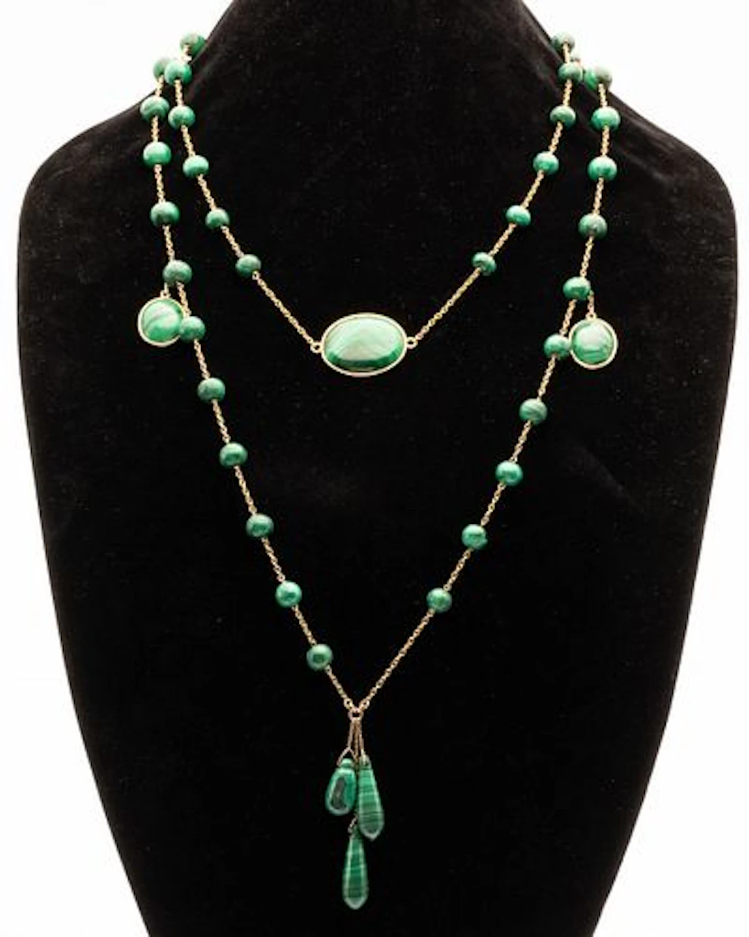 14K Gold and Malachite Necklace