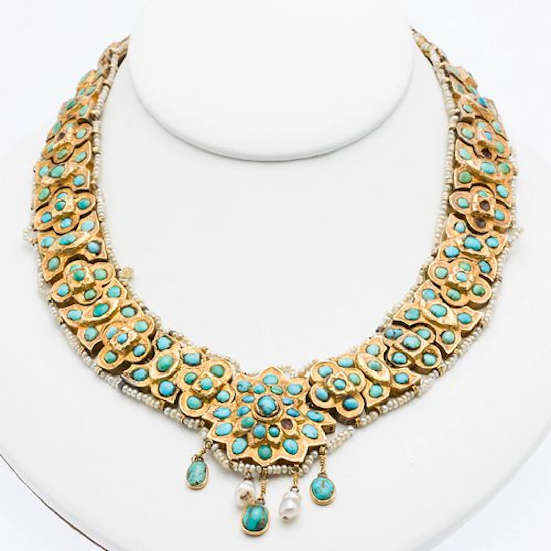 Gold, Turquoise & Pearl Necklace, 19th Century