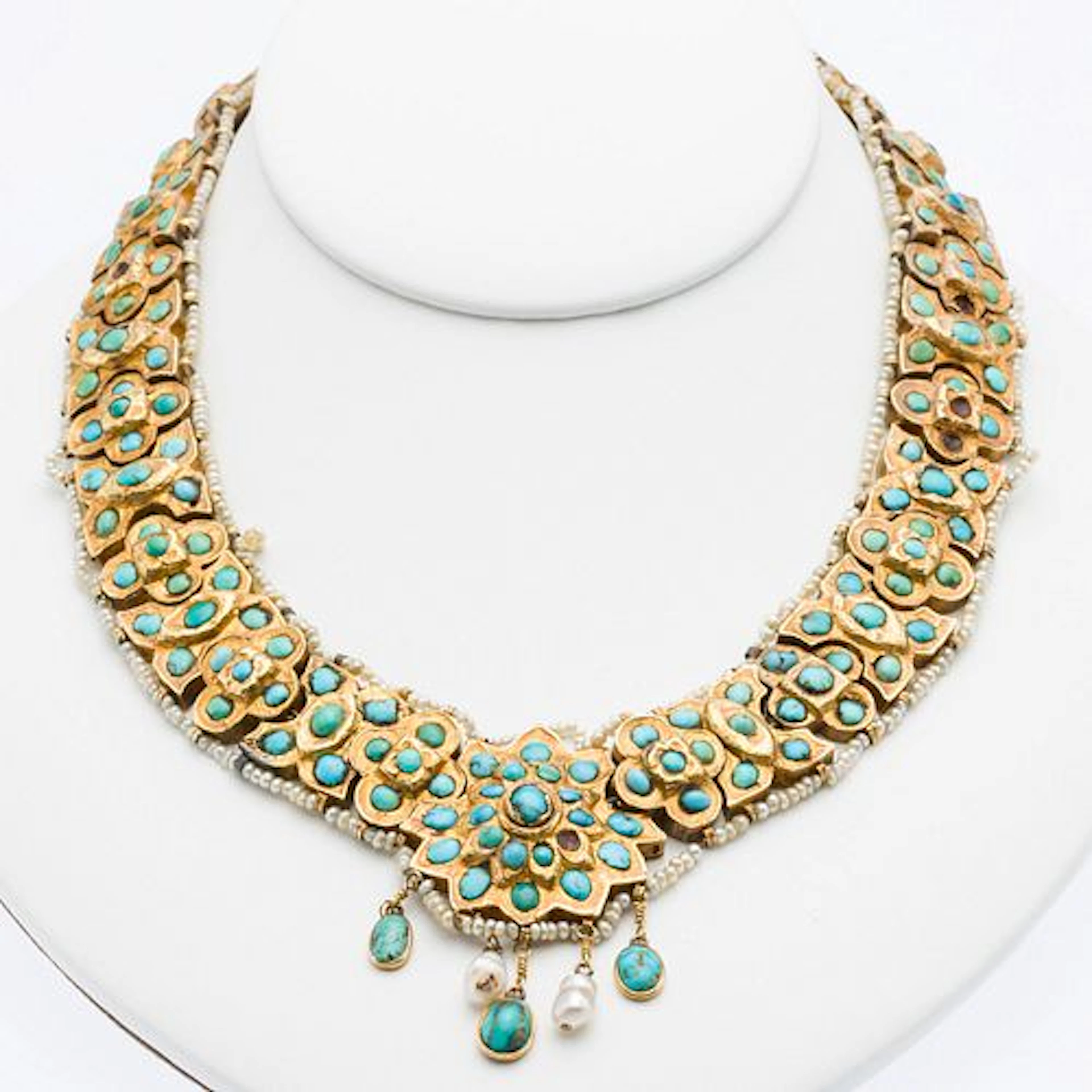 Gold, Turquoise & Pearl Necklace, 19th Century