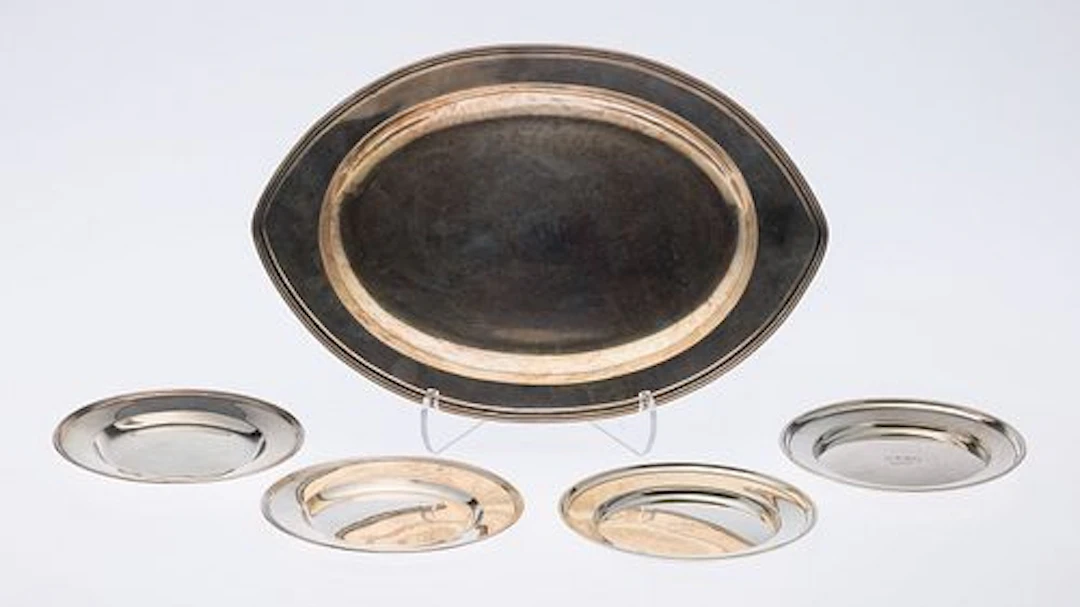 Weidlich Spoon Co Sterling Platter & 4 Butter Plates