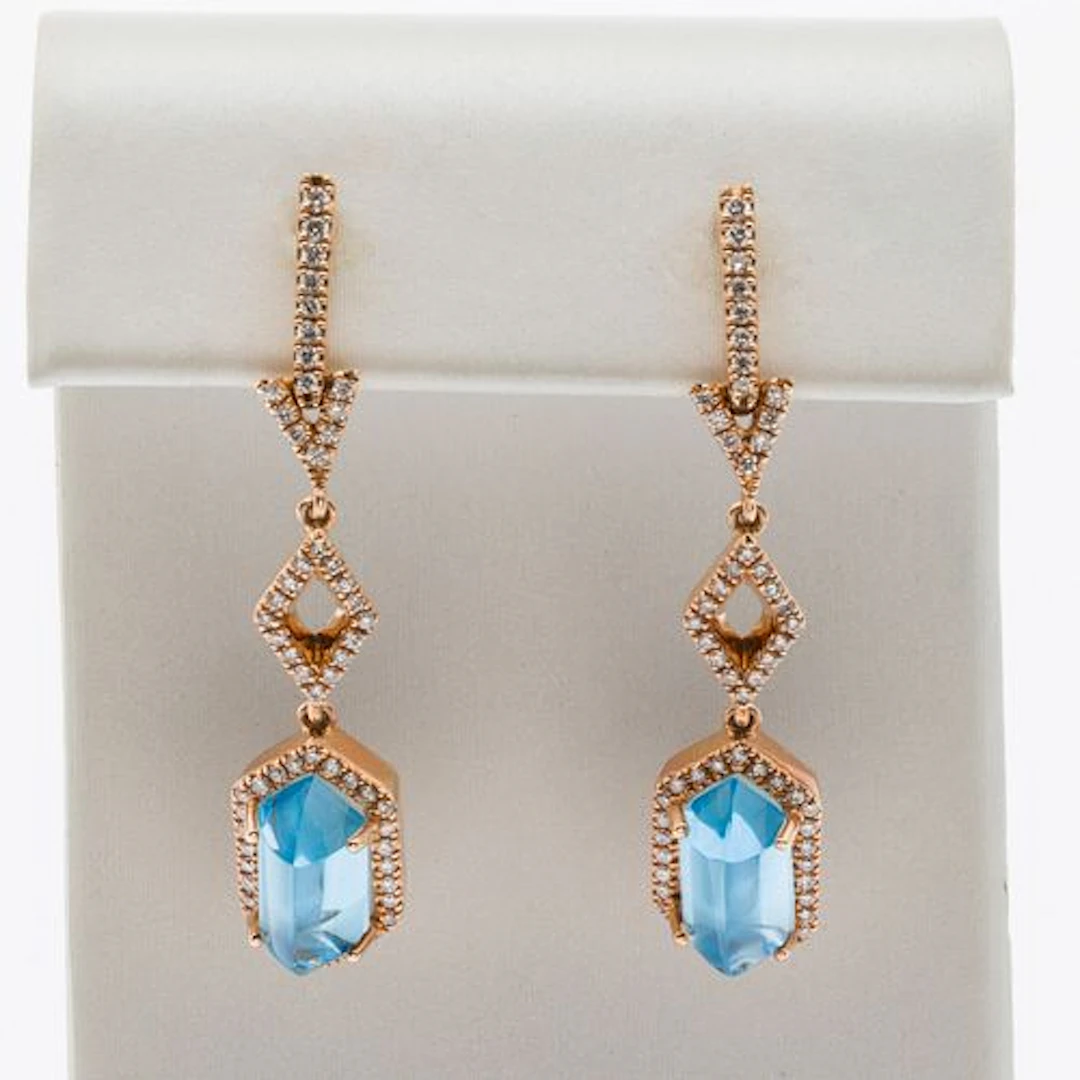 18K, Aquamarine and Diamond Earrings