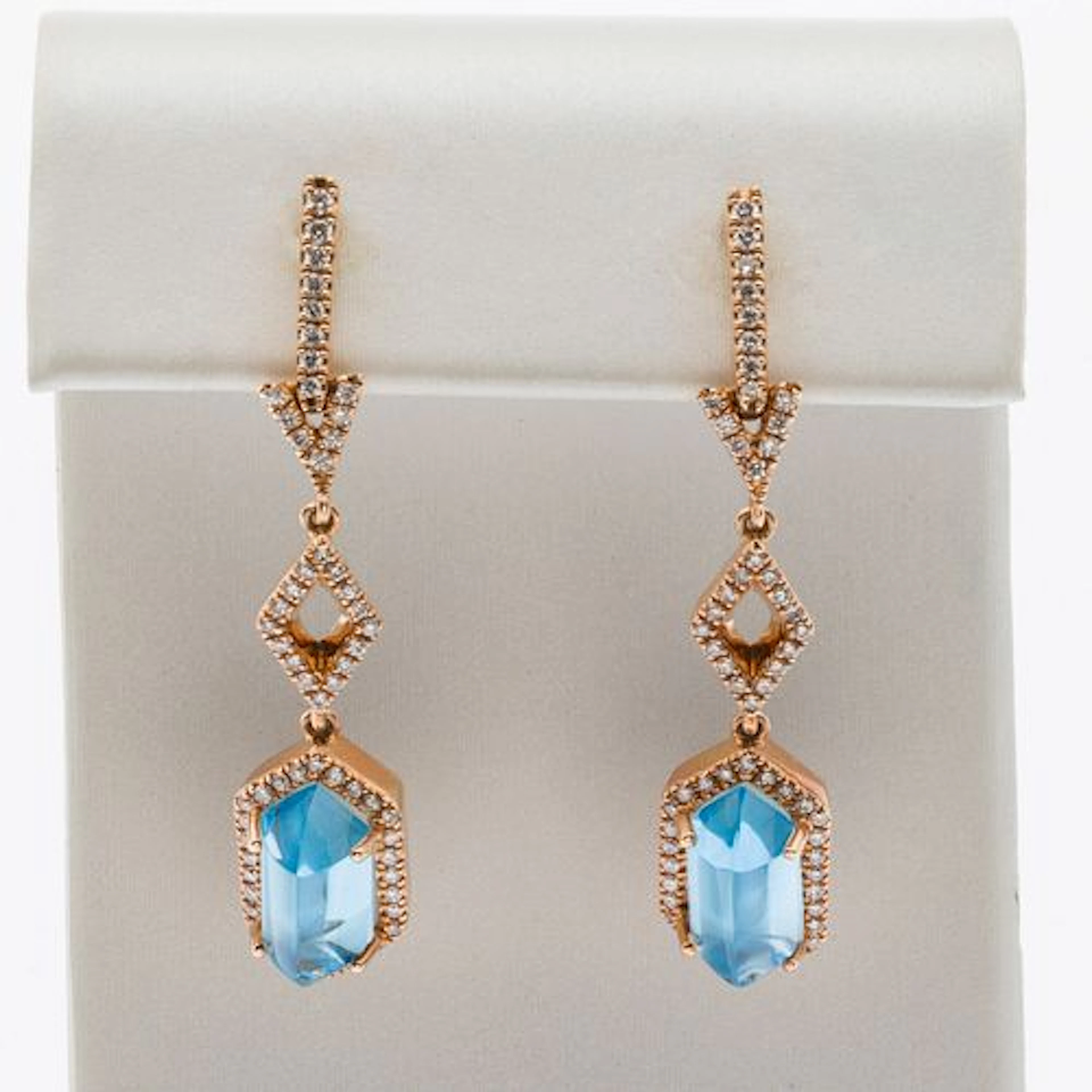 18K, Aquamarine and Diamond Earrings